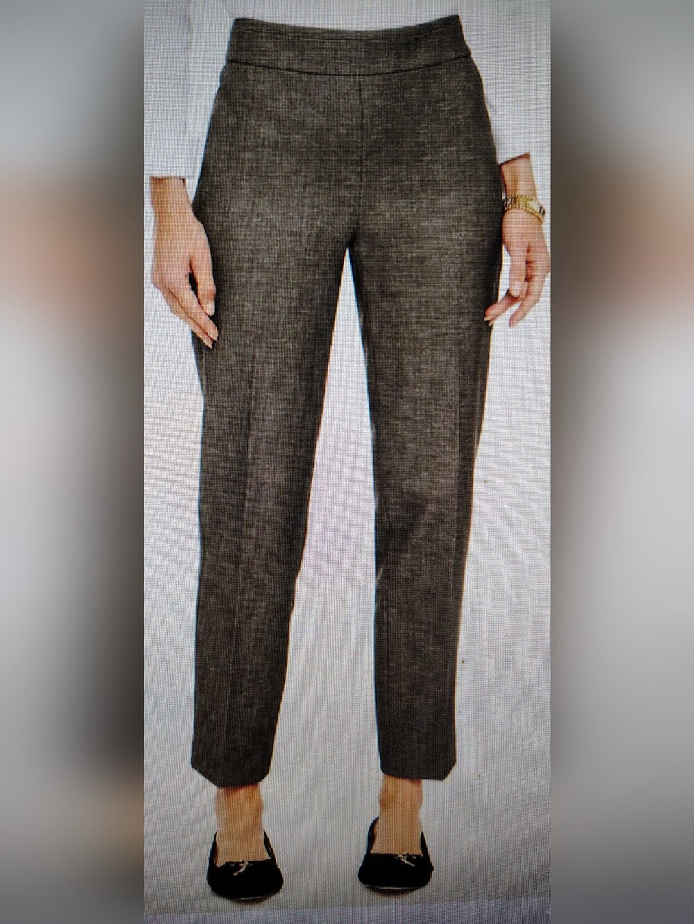 Women's Petite Slim Straight Ankle Pants.NWT. Black Multi. 10P.